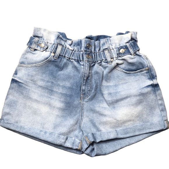 Almost Famous Pants - Almost Famous Women's Blue Medium Wash High Rise Paperbag Jean Shorts Size XL